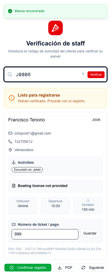 Check-in en segundos