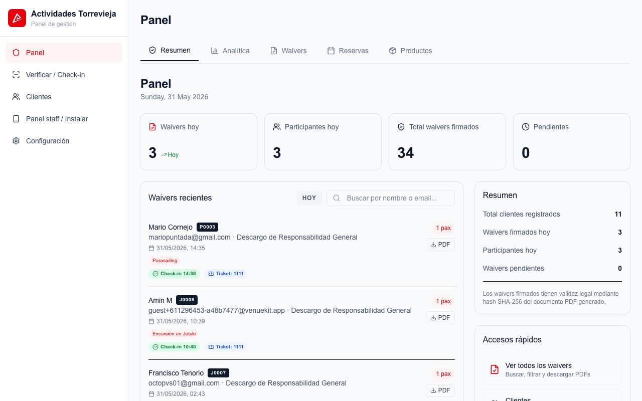 VenueKit dashboard